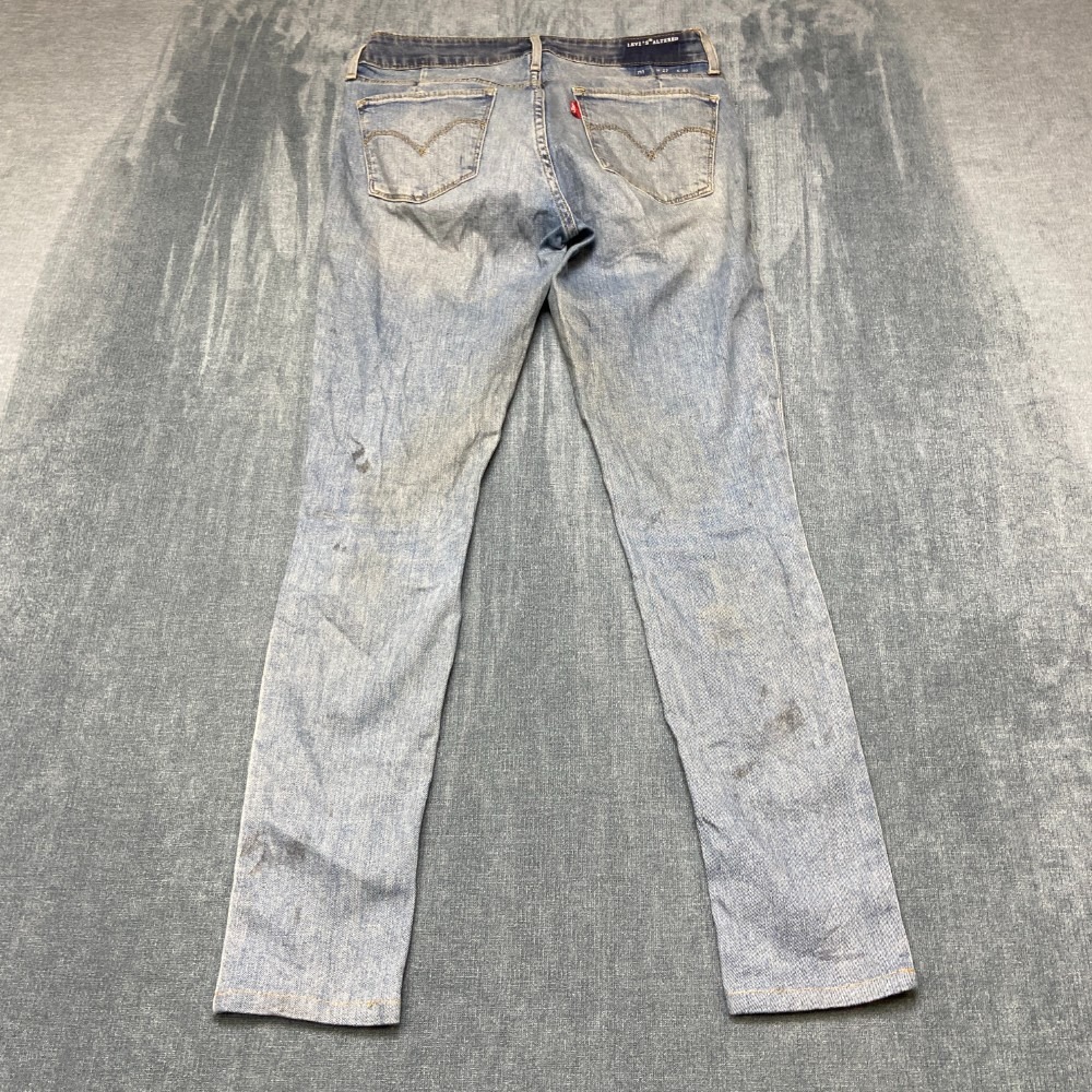 VTG Levi's 711 Altered Jeans Womens 27x30 Blue Denim Cotton Stretch Distressed